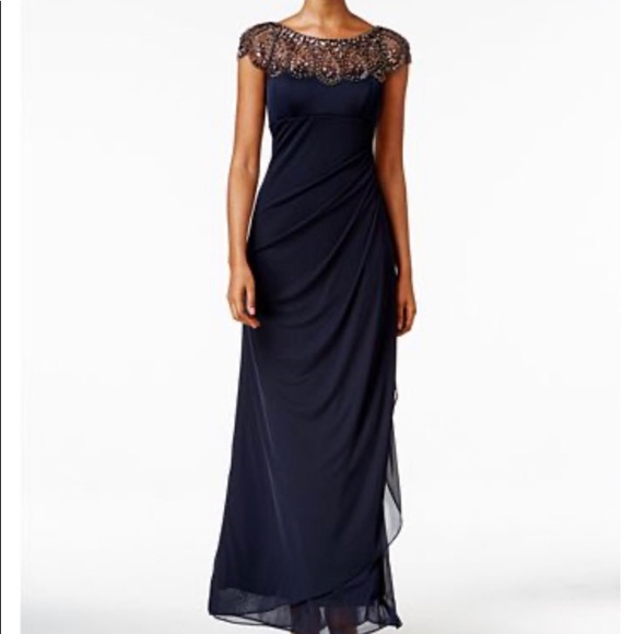 navy blue beaded dress